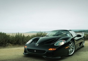 черный, Феррари, грунтовка