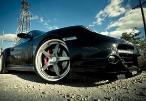 Порше, чёрный, диски