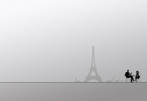 человек, парни, креатив, парень, города, париж, девушка, фон, девушки, Минимализм, белый, люди