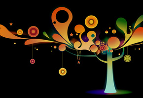 Цветное, вектор, круги, дерево, украшения