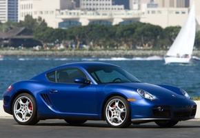 cayman, Porsche, синий