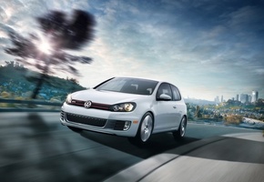белый, golf vi gti, Volkswagen, скорость