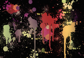 разводы, Капли, краска, фон, чёрный, брызги