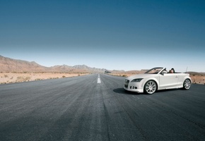 белый, кабриолет, дорога, Audi, tt