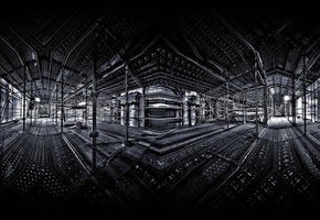 Стройка, свет, опоры, отражение