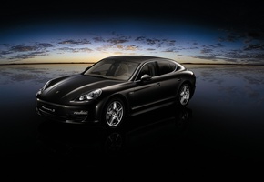 черный, облака, Porsche