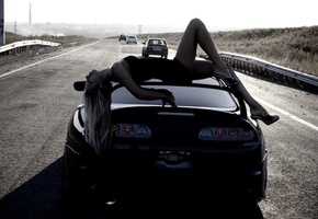 toyota, дорога, трасса, Машины, девушка