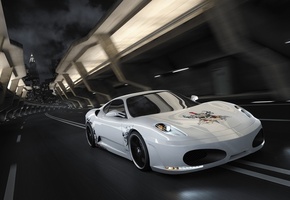 ночь, calavera, Ferrari f430, дорога