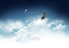 острова, облака, Небо