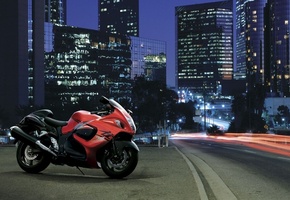 hayabusa, город, gsx 1300 r, дорога, мотоцикл, Suzuki