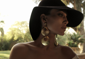 шляпа, серги, Леди