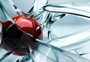 Абстракция, изгибы, стекло, линии, шарик