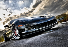 хром, road, chevrolet, Corvette, дорога