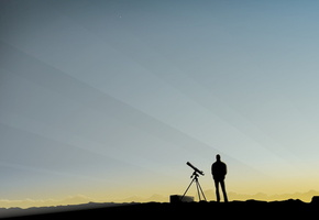 подзорная труба, небо, Человек, минимализм, наблюдение