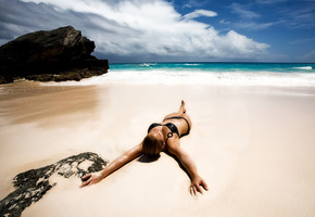 песок, женщины, Пляж