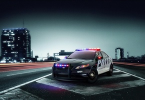 police, interceptor, Ford, дорога