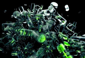 зеленый, прозрачный, цилиндры, Предметы