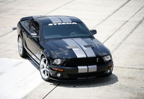 Mustang, shelby, полосы, gt500, черный