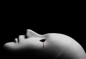 одиночество, слеза, кровь, черно-белое, Маска