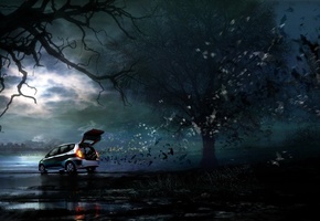 мрак, рисунок, 157, багажник