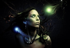 Девушка, лицо, волосы, взгляд