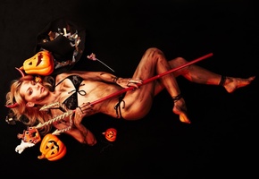 Блондинка, рожки, тыквы, тризуб