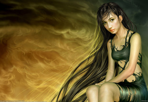 Рисунок, волосы, облака