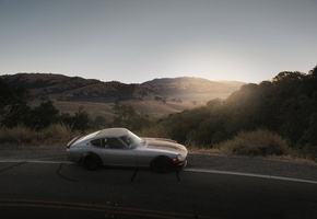 240z, обочина, закат