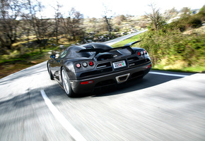 размытость, небо, дерево, карбон, дорога, Koenigsegg ccx