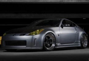 серый, гараж, Nissan 350z