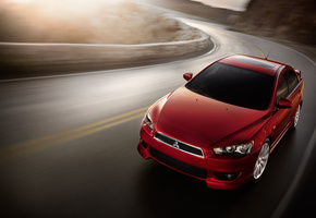 Mitsubishi lancer evolution x, размытость, дорога