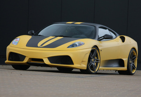 Ferrari, машина, f430 scuderia 747 edition, дорога, желтая