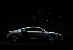 ночь, r8, Audi, профиль