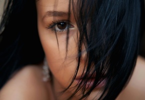 карие, брюнетка, Девушка, взгляд, губки, глаза