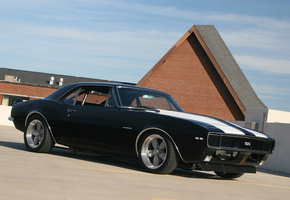 Chevrolet, белые полосы, camaro ss, чёрная
