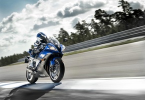 мотоцикл, дорога, Yamaha, скорость, разметка