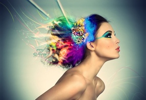 макияж, цвет, Волосы