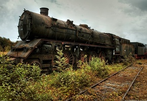 Состав, рельсы, ржавый