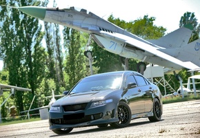 дорога, самолет, Honda accord, машина