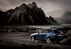 гравий, Bmw x3, горы, вода