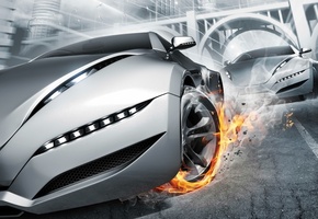 огонь, колеса, Серые