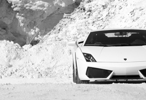 Lamborgini, зима, белая