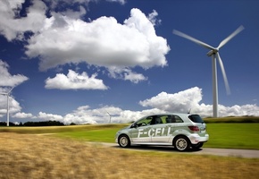 облака, Mercedes, f-cell, ветряк