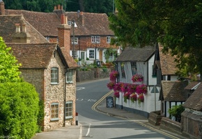деревня, кент, графство, домики, Великобритания, англия