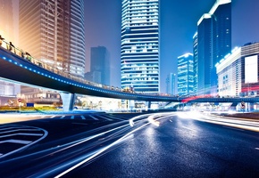 ночь, Big city night, мегаполис, traffic, знаки, круг, движение