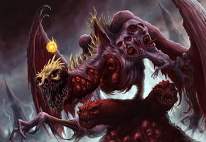 когти, лица, Дракон, крылья, трупы, черепа, клыки, лапы