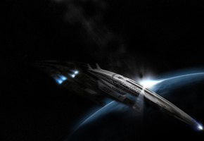 корабль, космический, Mass effect, spaceship, normandy, космос, game
