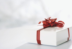 красный, Праздник, бантик, коробочка, подарок, белая