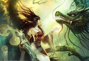 девушка, Wenjun lin, дракон