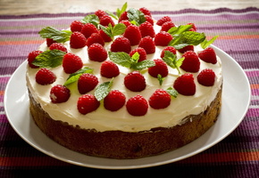 листья, бисквит, крем, сливки, сладкое, Еда, торт